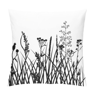 Personality  Vector Silhouettes Of Flowers And Grass Pillow Covers