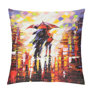 Personality  Two Enamoured Under An Umbrella Pillow Covers