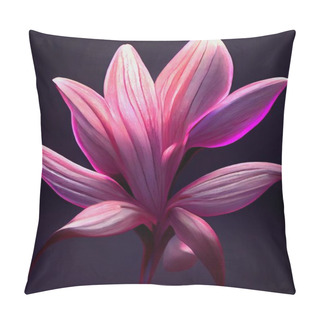 Personality  Magical Pink African Lily Created With The Graphics Shines On Dark Background. High Quality Illustration Pillow Covers
