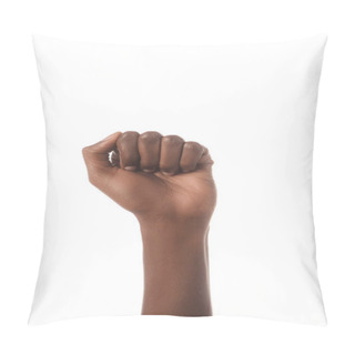 Personality  Cropped View Of African American Man Showing Yes Sign In Deaf And Dumb Language Isolated On White Pillow Covers