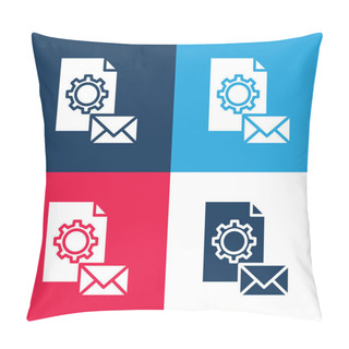 Personality  Branding Blue And Red Four Color Minimal Icon Set Pillow Covers