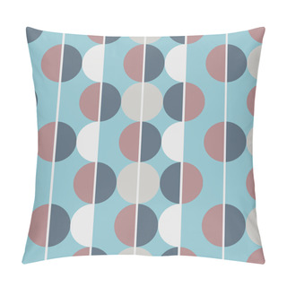 Personality  Modern Vector Abstract Seamless Pattern. Brown, White, Grey And Blue Semicircles On A Blue Background. Vertical Lines Pillow Covers