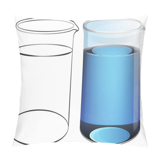 Personality  Vector Illustration Of A Beaker Filled With Blue Fluid Pillow Covers