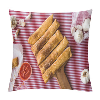 Personality  Garlic Bread Sticks With Tomato Sauce And Parmesan Cheese. Pillow Covers