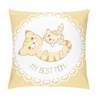 Personality  Vector Background With Cute Cats Pillow Covers