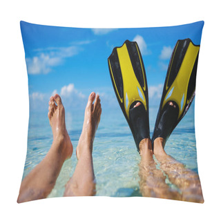 Personality  Snorkelers Relaxing On The Beach Pillow Covers