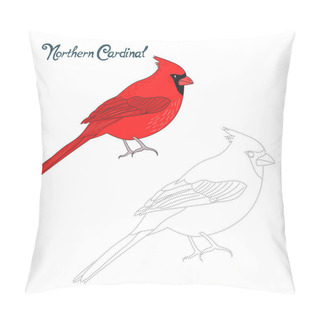 Personality  Educational Game Connect Dots Draw Cardinal Bird Pillow Covers