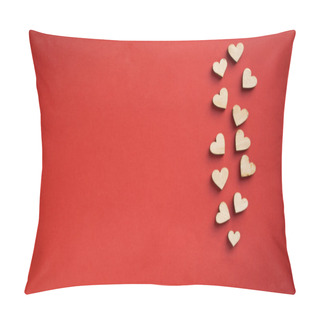 Personality  Valentine's Day Love Beautiful. Heart From A Tree In Bulk On A Red Background. There Is A Place For Text. Heart For Valentines Concept Pillow Covers