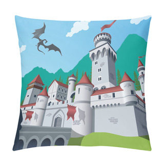 Personality  Medieval Castle Scene Illustration Pillow Covers
