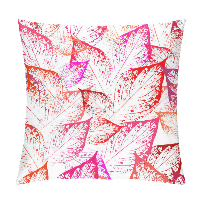 Personality   Stylish wallpaper with red leaf prints. Red leaves of trees on a white background. Seamless pattern from autumn leaves. Postcard with leaves prints. pillow covers
