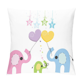 Personality  Baby Elephant Family Greeting Card Vector Background Pillow Covers