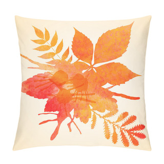 Personality  Orange Watercolor Painted Vector Autumn Foliage Background Pillow Covers