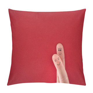 Personality  Painted Fingers Pretending Happy Couple In Love Hugging. Valentines Day Concept.  Pillow Covers