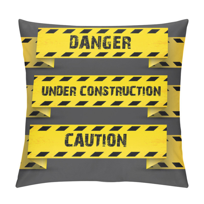 Personality  Yellow security warning tapes set Caution pillow covers