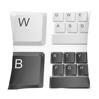Personality  White And Black Computer Keys. Pillow Covers
