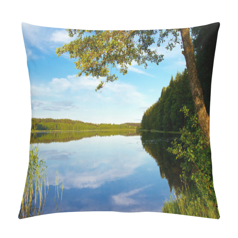 Personality  Forest lake, summer landscape pillow covers