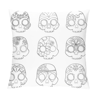 Personality  Set With Mexican Skulls For Day Of The Dead (Dia De Los Muertos) Celebration Pillow Covers