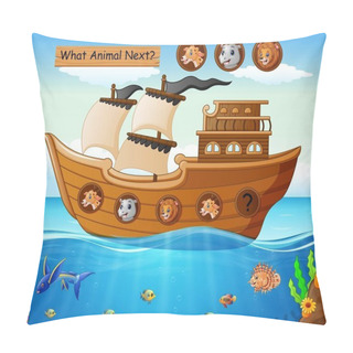 Personality  Vector Illustration Of Wood Boat Sailing With Animals Theme Pillow Covers