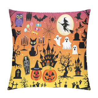 Personality  Halloween Vector Illustration Set.  Pillow Covers