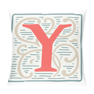 Personality  Renaissance Y Letter Logo In Classic Vintage Colors. Pillow Covers