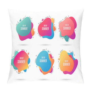 Personality  End Of Summer Sale. Special Offer Price Sign. Advertising Discounts Symbol. Abstract Dynamic Shapes With Icons. Gradient Banners. Liquid  Abstract Shapes. Vector Pillow Covers