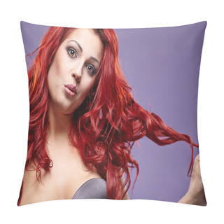 Personality  Red Hair Fashion Girl Pillow Covers