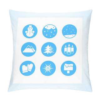 Personality  Winter Icons Set Vector Illustration  Pillow Covers