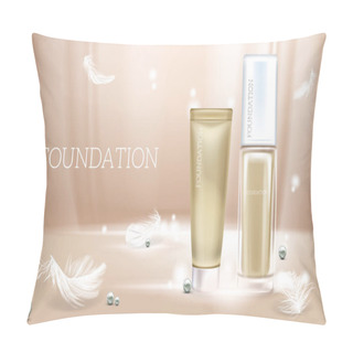 Personality  Vector 3d Realistic Beige Concealer, Foundation Cosmetics Pillow Covers