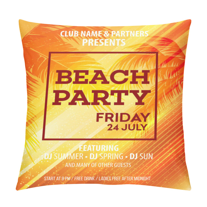 Personality  Hello Summer Beach Party Flyer. Vector Design pillow covers
