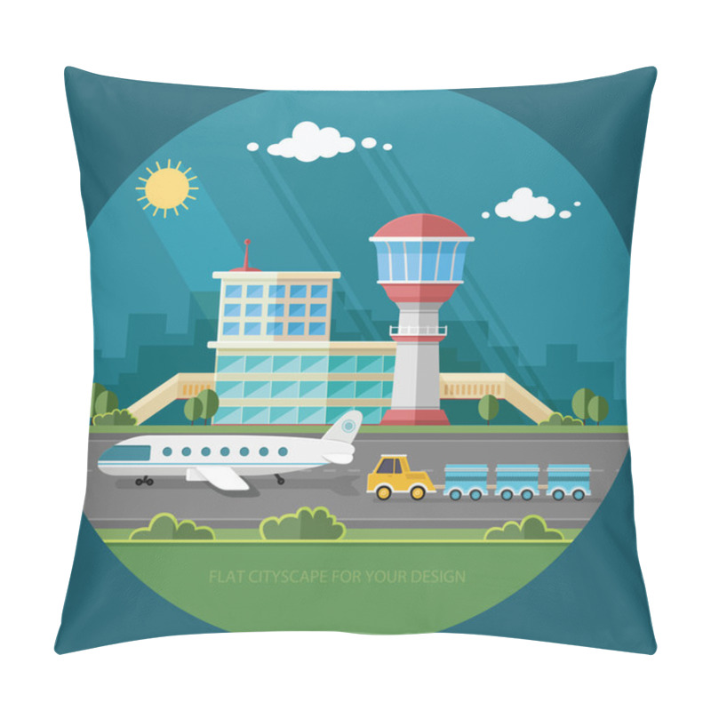 Personality  Airport landscape. Travel Lifestyle Concept of Planning a Summer pillow covers