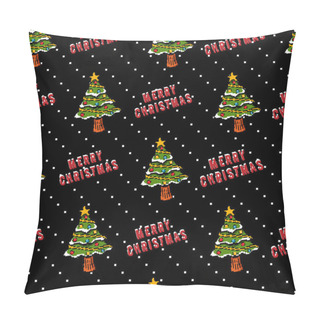 Personality  Pixel Art Christmas Tree Game Style Seamless Pattern Pillow Covers