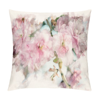 Personality  Close-up Of Branch Of Pink Cherry Blossoms Pillow Covers