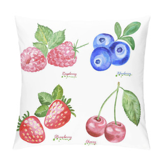 Personality  Watercolor Berries On White Background. Pillow Covers