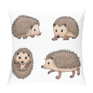 Personality  Cute Hedgehogs. Vector Illustration. EPS8 Pillow Covers