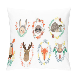 Personality  Vector Set Of Cute Forest Elements Animals And Plants For Baby Shower And Kids Design.  Pillow Covers