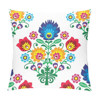 Personality  Seamless Folk Art Vector Pattern - Polish Traditional Repetitive Design With Flowers Pillow Covers