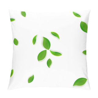 Personality  Falling Green Leaves. Fresh Tea Neat Leaves Flying Pillow Covers