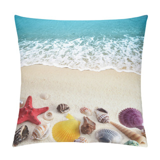 Personality  Sea Shells On Sand Beach Pillow Covers