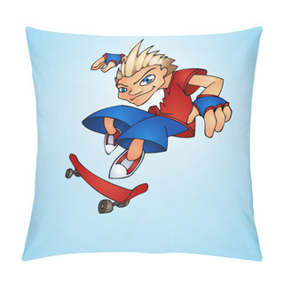 Personality  Skater Boy. Vector Illustration. Pillow Covers