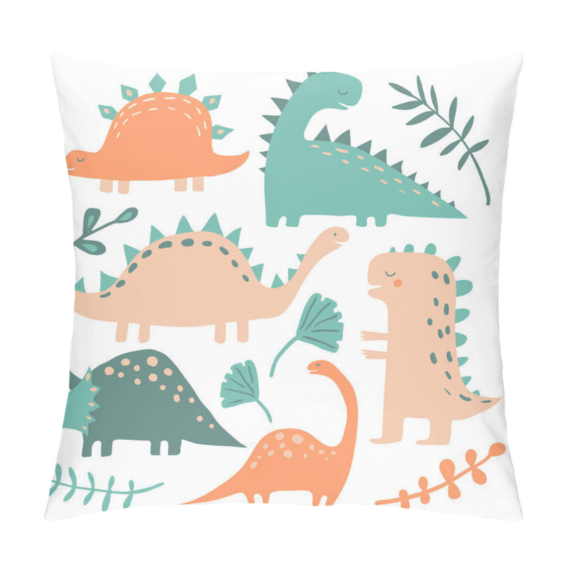 Personality  Hand drawn dinosaurs and tropical plants pillow covers