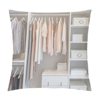 Personality  Clothes Hanging On Rail In White Wardrobe  Pillow Covers