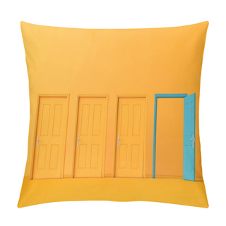 Personality  3D Rendering Of An Open Door. Business Opportunity Concept Pillow Covers