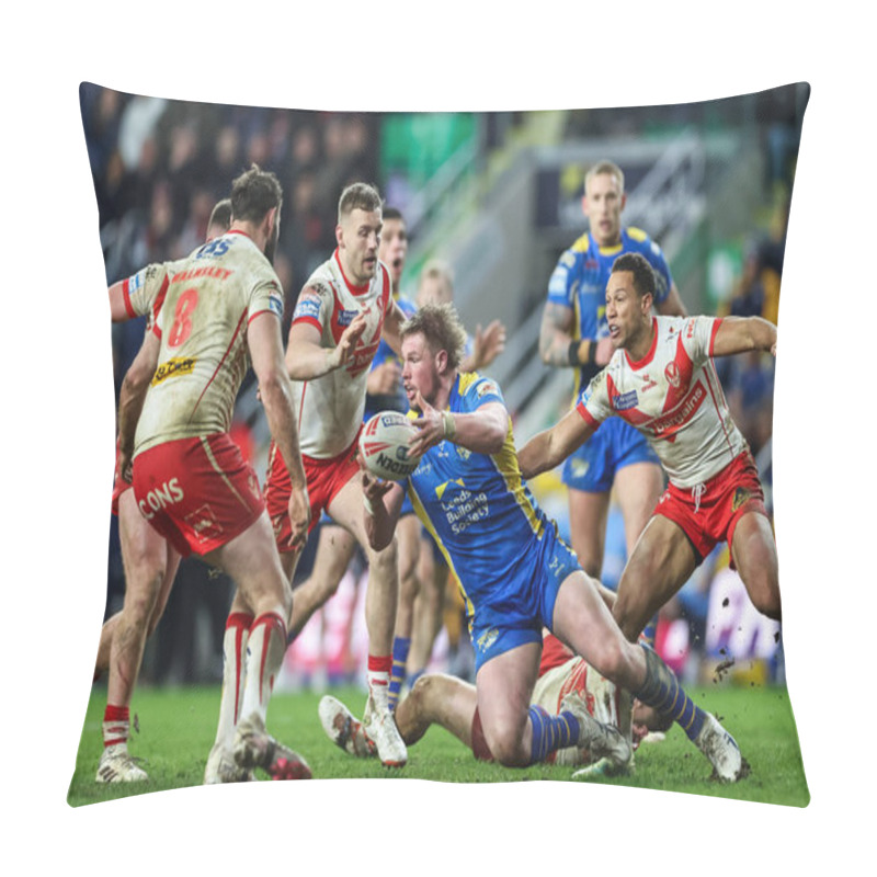 Personality  Tom Holroyd Of Leeds Rhinos In Action During The Betfred Super League Round 5 Match Leeds Rhinos Vs St Helens At Headingley Stadium, Leeds, United Kingdom, 15th March 202 Pillow Covers
