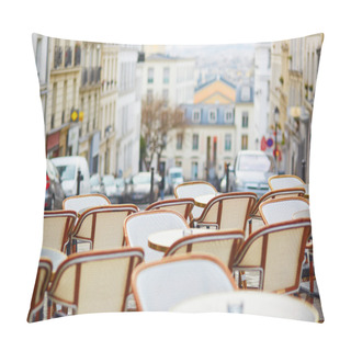 Personality  Empty Parisian Outdoor Cafe On Montmartre Pillow Covers