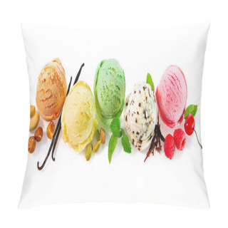 Personality  Various Ice Cream Balls Isolated On White Background  Pillow Covers