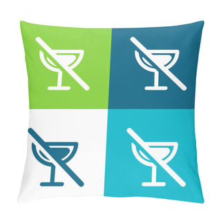 Personality  Alcoholic Drinks Prohibition Flat Four Color Minimal Icon Set Pillow Covers