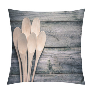 Personality  Wooden Spoons On Rustic Background Pillow Covers