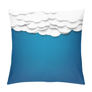 Personality  White Paper Clouds Over Blue Background. Pillow Covers