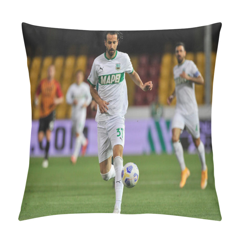 Personality  Gian Marco Ferrari player of Sassuolo, during the match of the Italian football league Serie A between Benevento vs Sassuolo final result 0-1, match played at the Ciro Vigorito stadium in Benevento. Italy, April 12, 2021. pillow covers