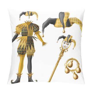 Personality  Jester Costume Elements Realistic Vector Set Pillow Covers